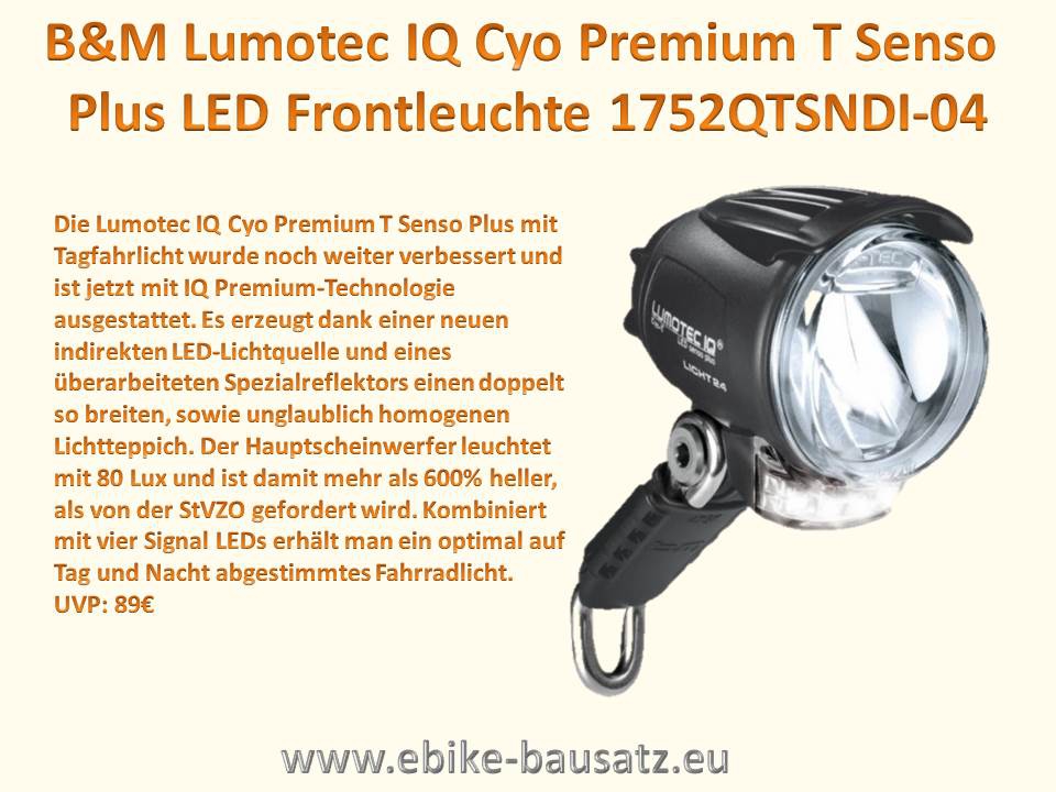 B&M LED Front Scheinwerfer Lumotec IQ Cyo PREMIUM T senso plus 80 Lux